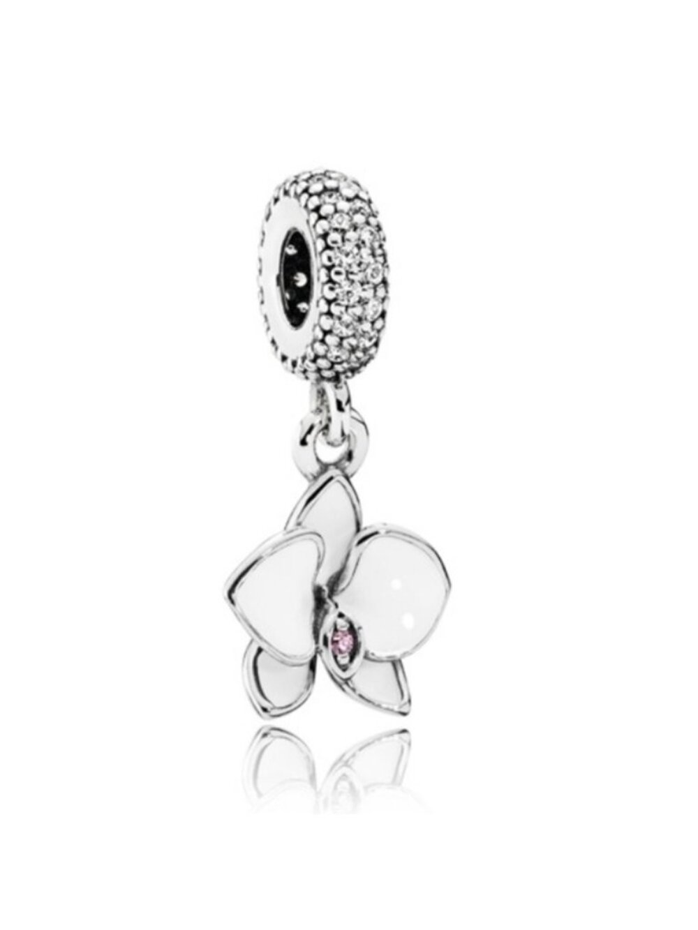 Pandora Retired Sterling Silver Orchid Dangle 791554en12